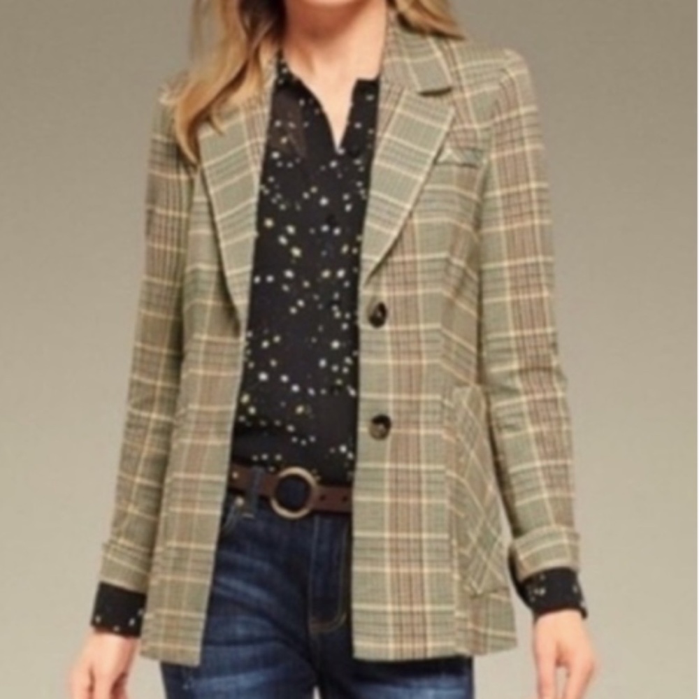 CAbi " Pastime" plaid Jacket Blazer size 8 #3548 ponte